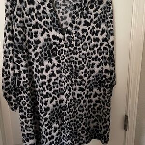 Sew In Love Black and Gray/Blue Leopard Print Top